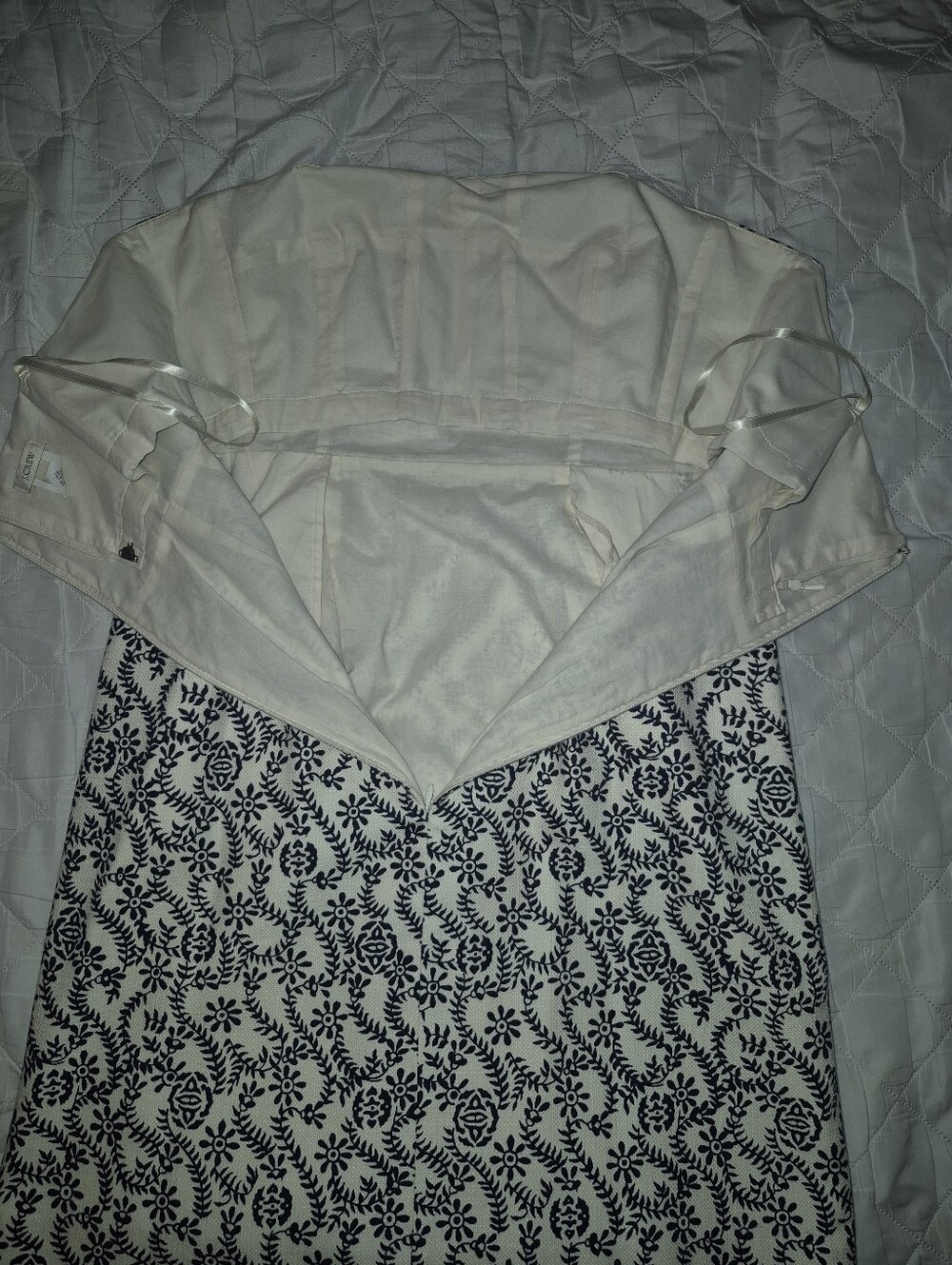 J. Crew Strapless Maxi Dress in Navy and White Floral Print - Picture 3 of 3